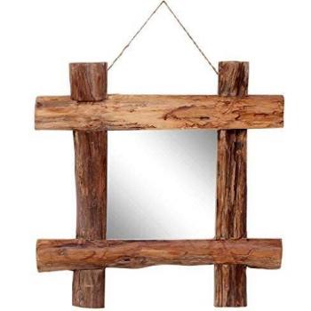 vidaXL Log Mirror Natural 50x50 cm Solid Reclaimed Wood