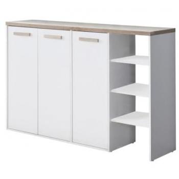 Mueble Zapatero SKAIDO de 3 Puertas y 3 Estantes - Blanco y Natural Claro