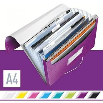 Carpeta expandible LEITZ WOW A4 PP 6 compartimentos violeta metálica