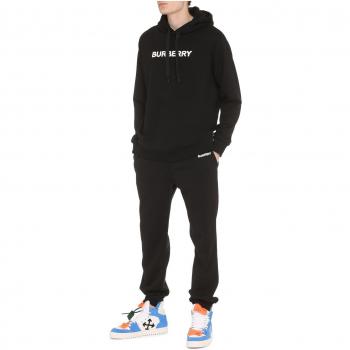 Burberry Men's Logo Cotton Hoodie - Black, Size Medium