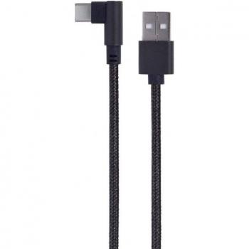Cable USB 2.0 Tipo A a USB-C Macho/Macho Acodado 20cm Negro