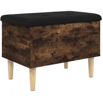Banco con almacenaje de madera ingeniería roble ahumado 62x42x46cm Marrón