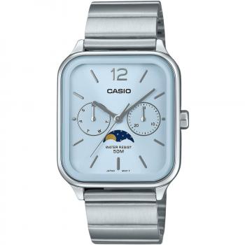 Casio Men's Standard Analog Moon Phase Quartz Watch with Stainless Steel Case and Baby Blue Dial MTP-M305D-2AV