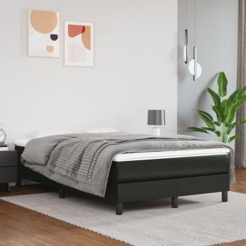 Cama box spring con colchón negro 120x200 cm en cuero sintético