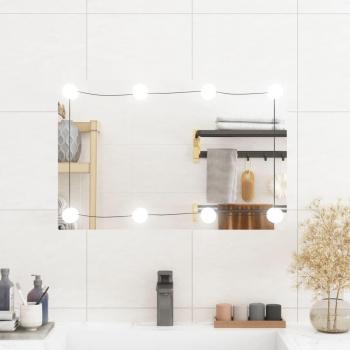 Espejo de pared rectangular con luces LED, vidrio, dimensiones 40x60 cm