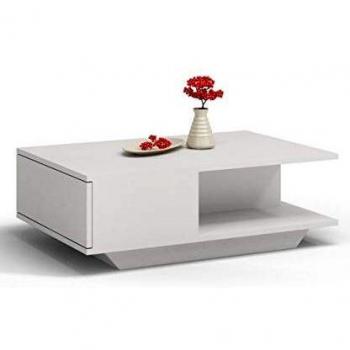 Mesa de Centro Moderna Zeke 90x60x42cm con Espacio de Almacenamiento y Acabado Mate - Estilo Escandinavo