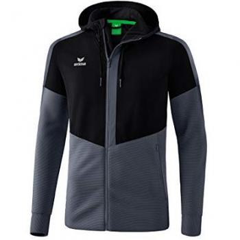 Erima Training Hooded Jacket for Children, Black / Slate Grey, Size 164 cm, Male