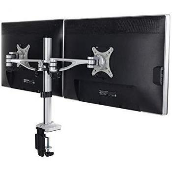Fleximounts M13 Soporte de Monitor con Doble Brazo de Movimiento para Pantalla LCD de 10-27 de Ordenador, Montaje de Las Piezas Incluidas, Peso máximo 17,6 lbs para Cada Monitor.