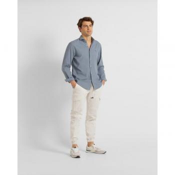 Pantalón jogger cargo crudo liso para hombre