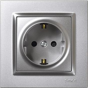 SIMON - Base Enchufe Schuko TT Empotrar Aluminio Serie 10