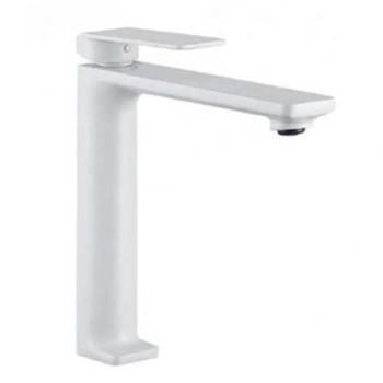 Grifo de lavabo Monomando Mice - Grifería de baño para lavamanos - Color Blanco Mate - Caño alto