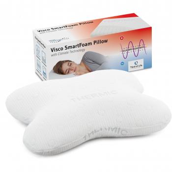 Almohada de Espuma Viscoelástica ACAMAR | Almohada Cervical Ergonómica y Ortopédica | Ideal para Dormir de Lado o de “Lado Inclinado Hacia Adentro” | Funda con Termorregulación | 55x47x12cm