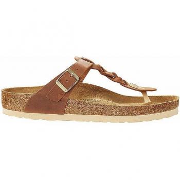 Birkenstock Gizeh Braided Women's Flip Flops in Cognac Brown