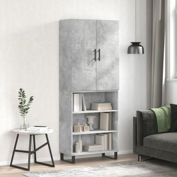 Aparador alto de madera contrachapada gris hormigón 69,5x34x180 cm