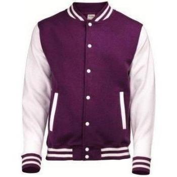 Just Hoods AWDis Varsity - Chaqueta, color morado/blanco L