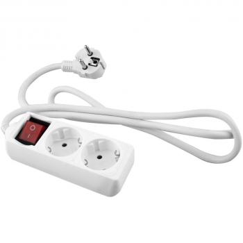 Base blanca Onlex tipo T/T con interruptor, cable de 3 metros y 2 tomas