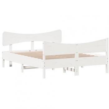 Estructura de cama con cabecero de madera de pino blanco 150x200 cm