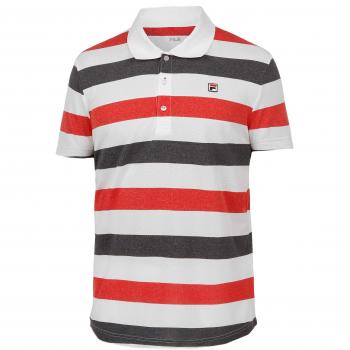 Fila Fabrice Polo para Hombre, Color Blanco, Azul Oscuro, L