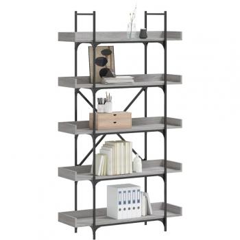 Librería 5 estantes madera gris Sonoma 100x33x180,5 cm Mueble Almacenaje Estantería para Oficina, Estudio, Dormitorio