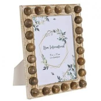 Marco de Fotos Home ESPRIT Blanco y Marrón de Madera de Mango con Cristal 21 x 3 x 26 cm