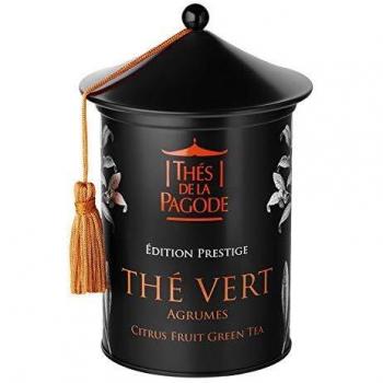 Thés de La Pagode - Té verde con cítricos - Edición de prestigio - Caja de 100 gramos - Propiedades antioxidantes y adelgazantes - Sabor fragante