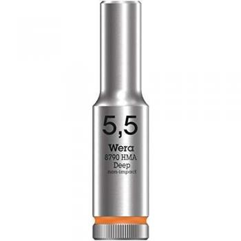 Llave de vaso larga Wera 8790 HMA de 1/4 con hexágono métrico de 5.5 mm