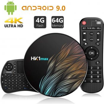 Android 8.1 TV Box【4G+64G】con Mini Teclado inalámbirco con touchpad RK3328 Quad-Core 64bit Wi-Fi-Dual 5G/2.4G,BT 4.1, 4K*2K UHD H.265, HDMI, USB 3.0 Smart TV Box