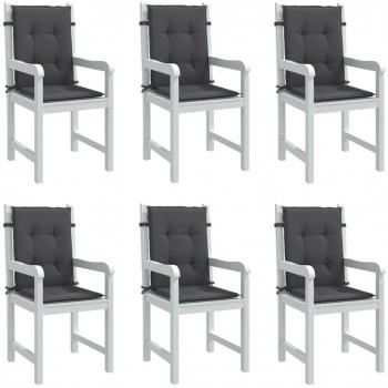 Cojines de silla respaldo bajo 6 unidades tela 100x50x4 cm color antracita melange, gris claro melange y gris oscuro melange