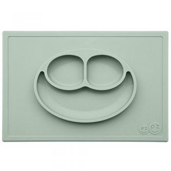 ezpz Happy Mat 24 meses +. Plato 100% de silicona con mantel individual incorporado para niños pequeños y preescolares. Salvia