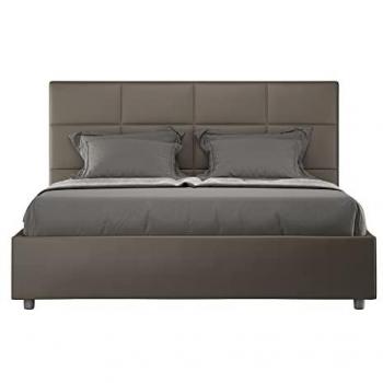 Cama Tapizada Sin Somier 160x200 cm Símil Piel Capuchino Mika
