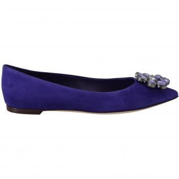 Dolce & Gabbana Purple Suede Crystals Loafers Flats Shoes - EU39/US8.5