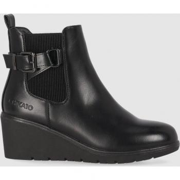 Botines de cuña de mujer Chika10 con puntera redonda y cierre de cremallera, modelo CHIKA 10 CLAKISA 01, color negro