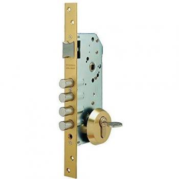 Tesa 3010258 Assa Abloy R100B566E Cerradura Monopunto de Seguridad para Puertas de Madera, Acero Esmaltado, Color Cromado, Cil. 30 x 30 mm