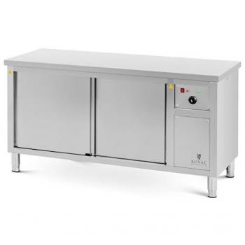 Armario Caliente Royal Catering 160 x 60 x 85 cm, Temperatura de 30 a 80 °C, Acero Inoxidable (304), Placa Reforzada, Calentador de Platos para Catering,