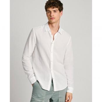 Pepe Jeans Camisa de Hombre Regular Fit Blanco Marcel Voile Algodón Teñida en Prenda