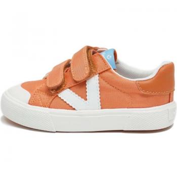 Zapatillas deportivas de nylon para niña y niño Victoria 1065172 en color naranja con logotipo en contraste y doble cierre adherente