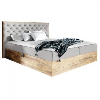 Cama Continental Baltimore 182, Individual, Tapiz Gris, 120x200 cm, con Somier y Dos Cajas de Almacenamiento