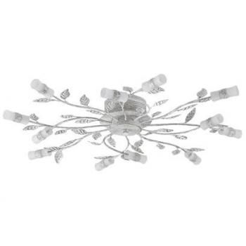 Lámpara de Techo LED 'Bolonia' en Metal Blanco, 12 Llamas, Estilo Tradicional para Salón y Comedor