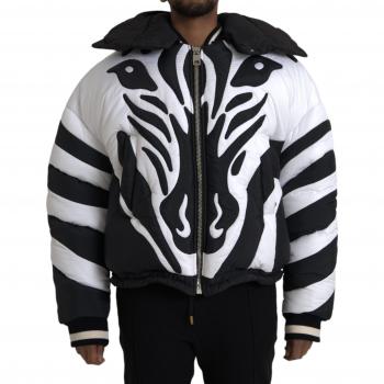 Dolce & Gabbana Striped Hooded Puffer Jacket - Multicolor, Size: XL