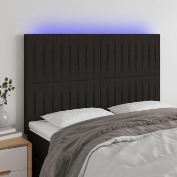 Cabecero LED Tejido 144x5x128 cm Negro con luces LED y tela negra