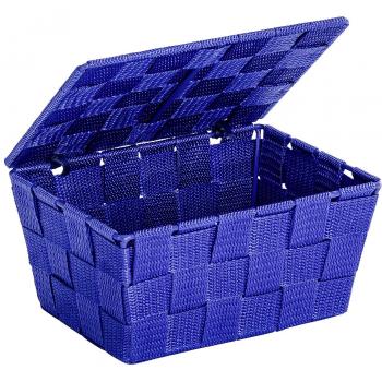 Wenko Cesta con Tapa, Polipropileno, Azul, 14x19x10 cm