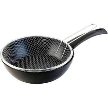 Sartén Freidora Ecológica Wecook! Ecogreen 20 cm Inducción Antiadherente Xylan Plus sin PFOA, Aluminio Prensado con Cestillo y Protector de Tela