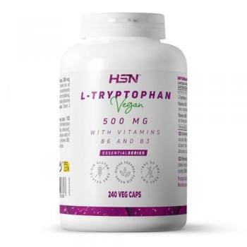 L-Triptófano 500 mg | 240 Cápsulas Vegetales | Aminoácido Triptófano + Vitaminas B3 y B6 | No-GMO, Vegano, Sin Gluten