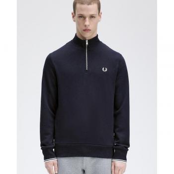 Sudadera Fred Perry de hombre con media cremallera, color azul, 100% algodón, talla XXL