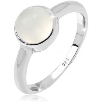 Anillo de Plata 925 con Piedra Luna Redonda para Dama, Tamaño 52 mm, Estilo Minimalista