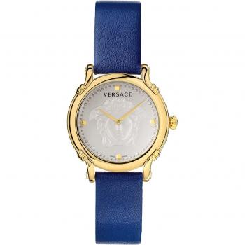 Versace Safety Pin Gold Watch, Blue female, Size: ONE SIZE