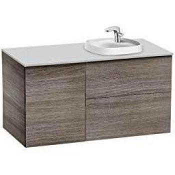 Lavabo posición derecha + Mueble base 2 cajones + 1 Puerta Unik Beyond Roca, 100 x 50 x 52 centímetros, color roble