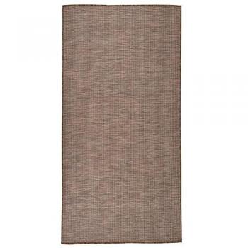 Alfombra de exterior de tejido plano marrón 100x200 cm