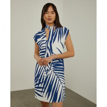 Lion of Porches - Vestido corto estampado con hojas en blanco