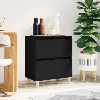 Aparador de madera contrachapada negro 60x35x70 cm, mueble de almacenaje para salón, buffet, armario auxiliar y armario de almacenamiento